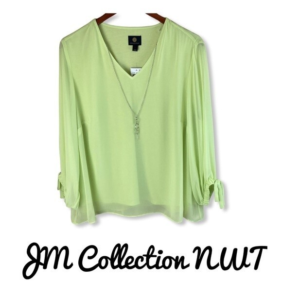 JM Collection Women's Lime Sherbert Top NWT - Picture 1 of 14